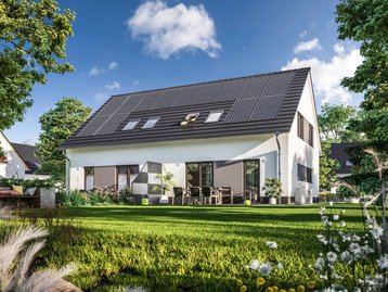Massiv gebautes Doppelhaus Behringen 116 von Town & Country Haus mit rund 116 m² Wohnfläche pro Wohneinheit, intelligenter Raumaufteilung und attraktiver Architektur – ideal für Familien, Freunde oder als Kapitalanlage.